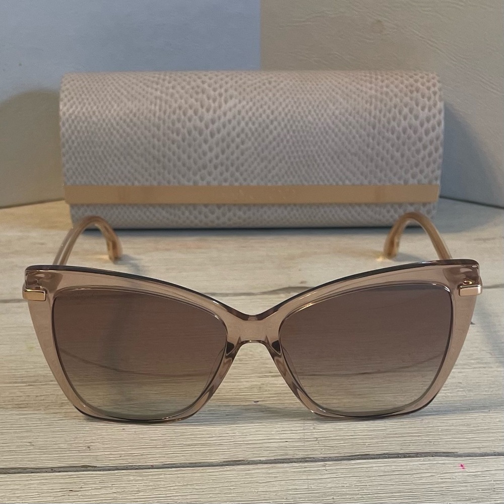 New Jimmy Choo Tan Glitter Sunglasses Full inclusion